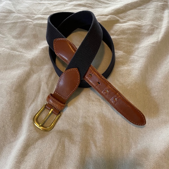 Coach Vintage brown navy blue Twill & Brown Leather Belt 36\
